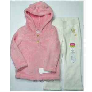 Fleece Hoodie Bear Ears 2 pc Outfit Set Pants Fuzzy Pull over Top 18M